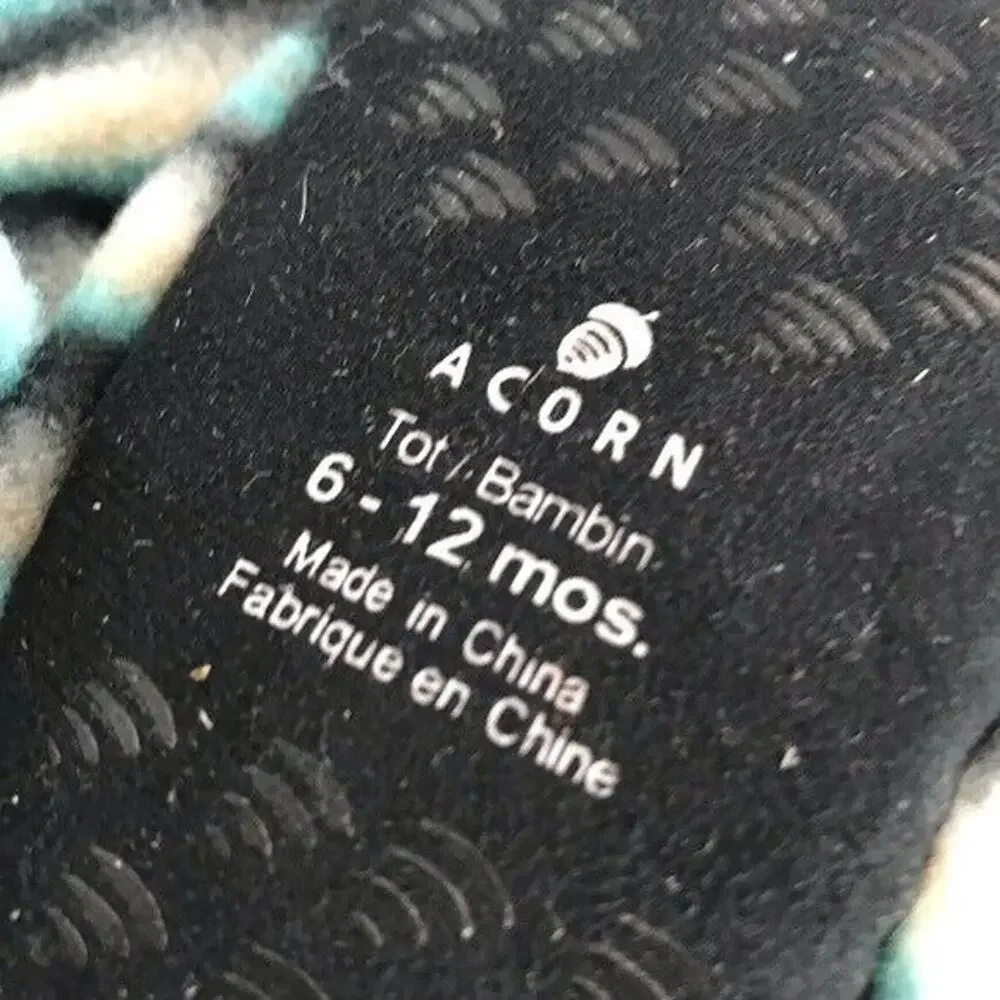 Acorn NWT 6-12 Months Striped Fleece Booties Comfort Non-Slip Machine Washable